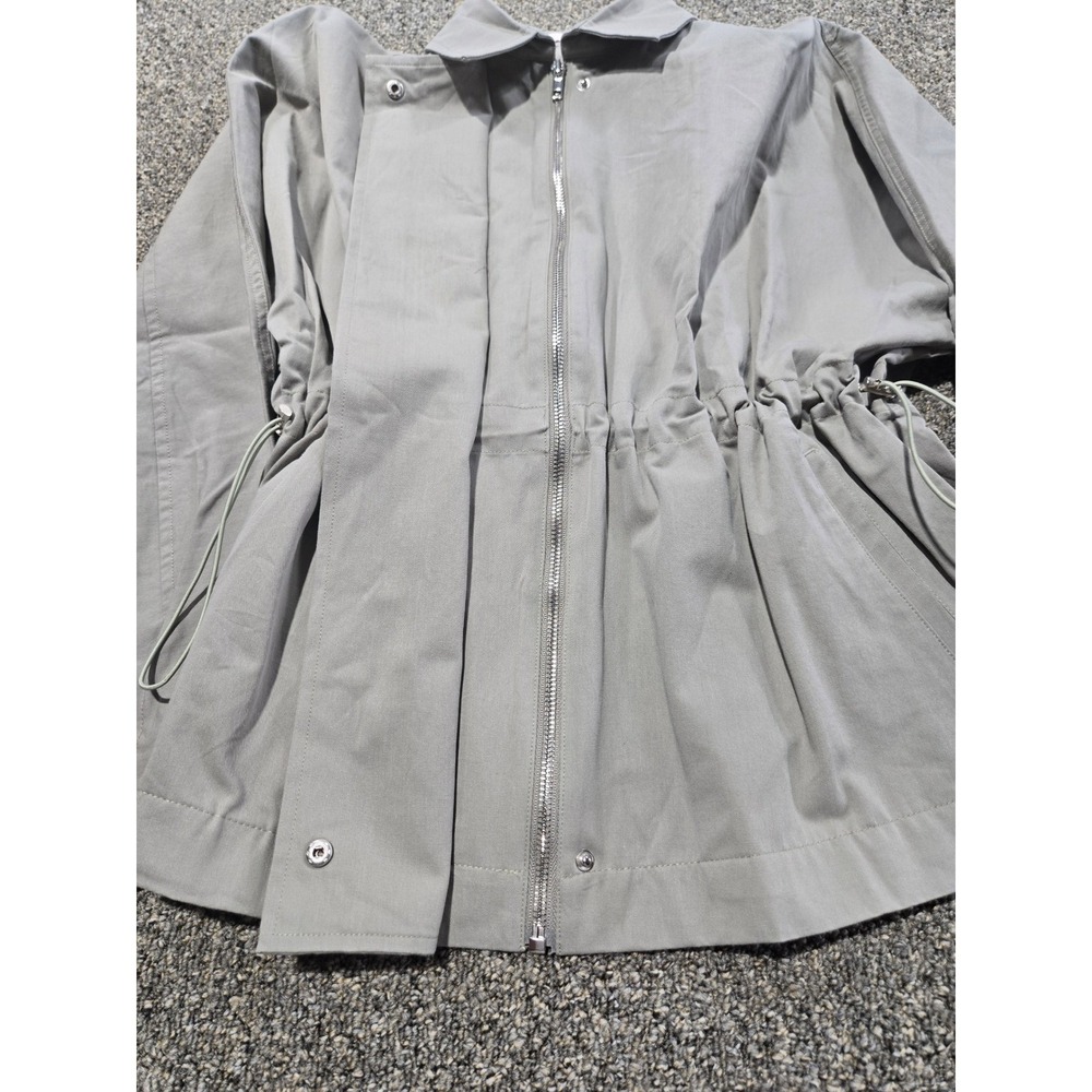 Pink Lily Sage Green Drawstring Utility Jacket 100% Cotton Womenn'sXS - Picture 8 of 15